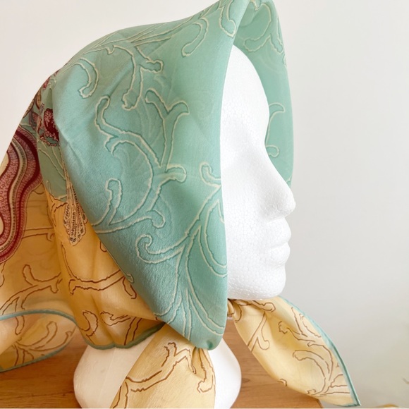 Vintage Accessories - Cacharel Vintage Birds Tree Print Scarf Silk Square Rolled Hem
